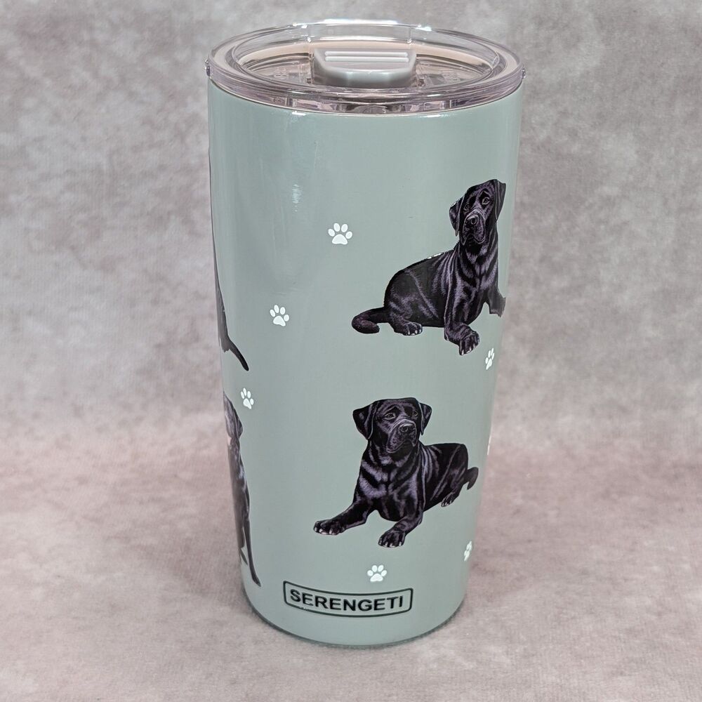 Serengeti Black Lab Labrador Dog Print Insulated Travel Tumbler Mug with Lid